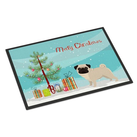 Carolines Treasures 24 x 36 in. Pug Christmas Tree Indoor or Outdoor Mat CK3557JMAT